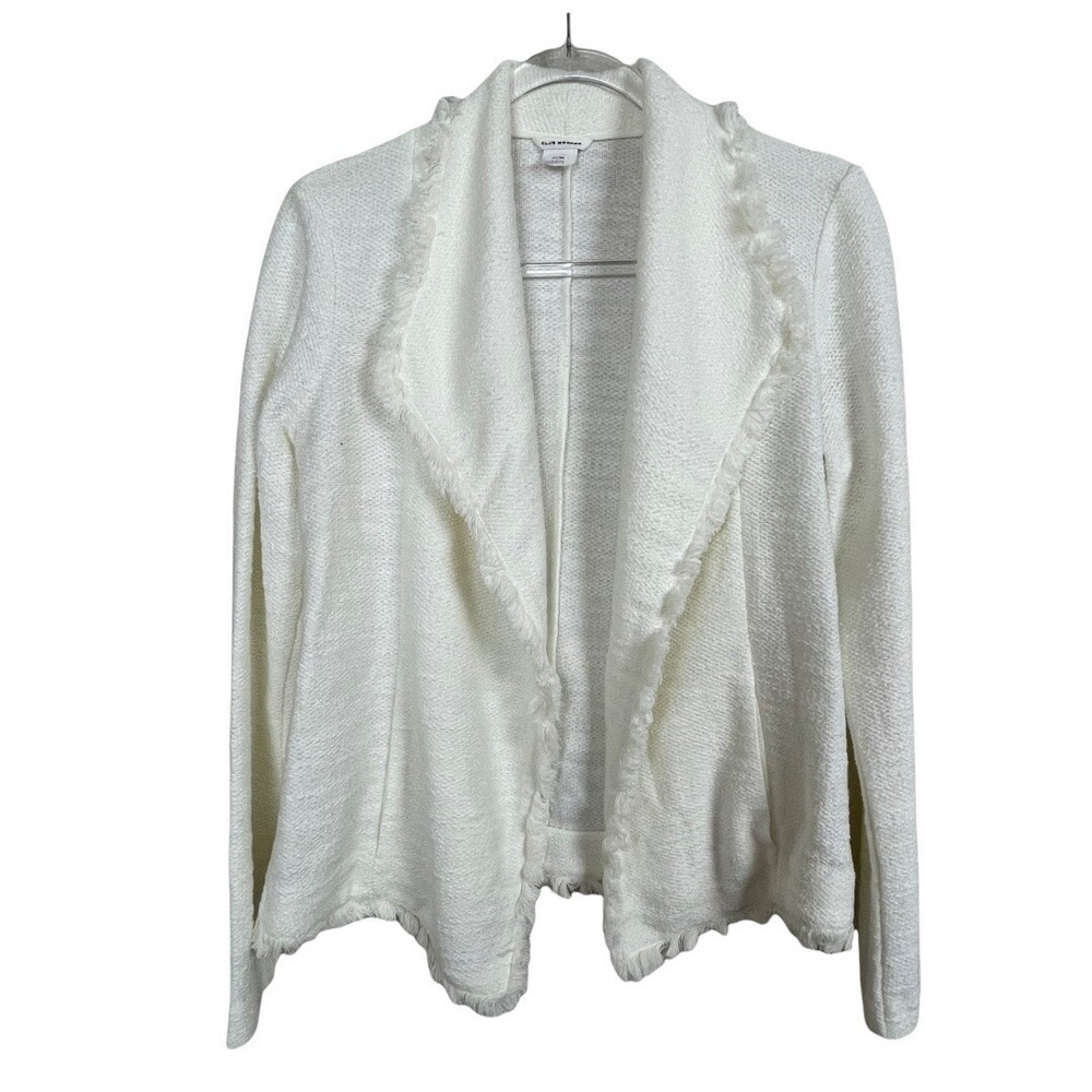 Club Monaco Fringe Trim Blazer M Ivory Modern Quiet‎ Luxury Soft Tailoring